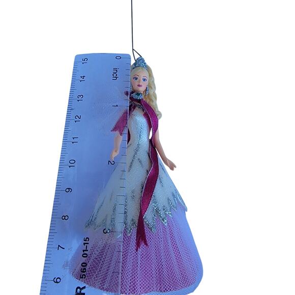 Vintage Barbie Christmas Ornament in White Gown with Tiara 2005s Mattel - Picture 7 of 10